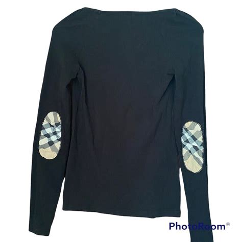 Burberry London, long sleeve with plaid elbow patches shirt